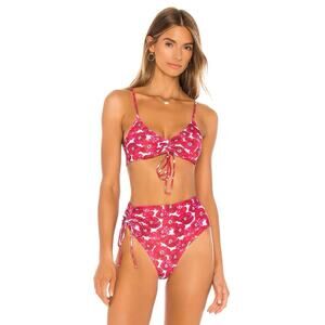 JUILLET Emerson Bikini Top in Pink Poppy Size Small